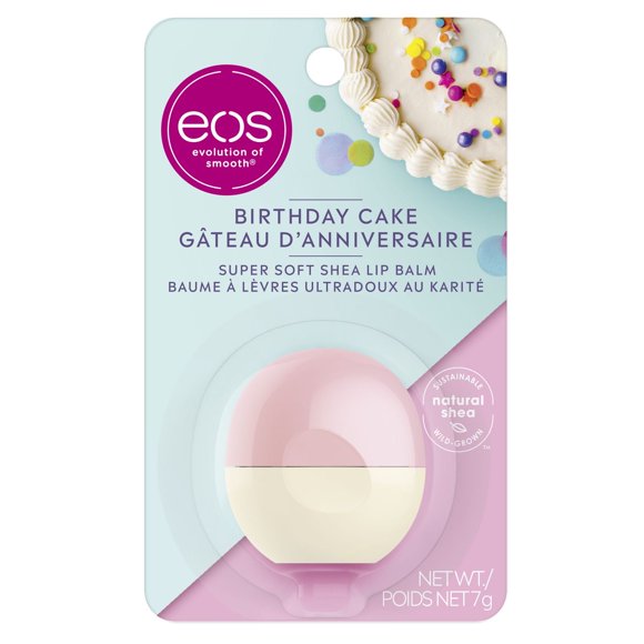 eos Super Soft Shea Lip Balm Sphere, Birthday Cake, Long Lasting Hydration