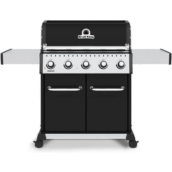 Broil King Baron 520 Pro Grill - 5 Burner Cabinet Grill, Warming Rack - Black