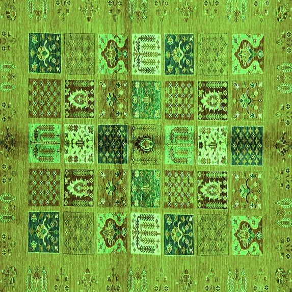 Ahgly Company Indoor Square Abstract Green Modern Area Rugs, 4' Square