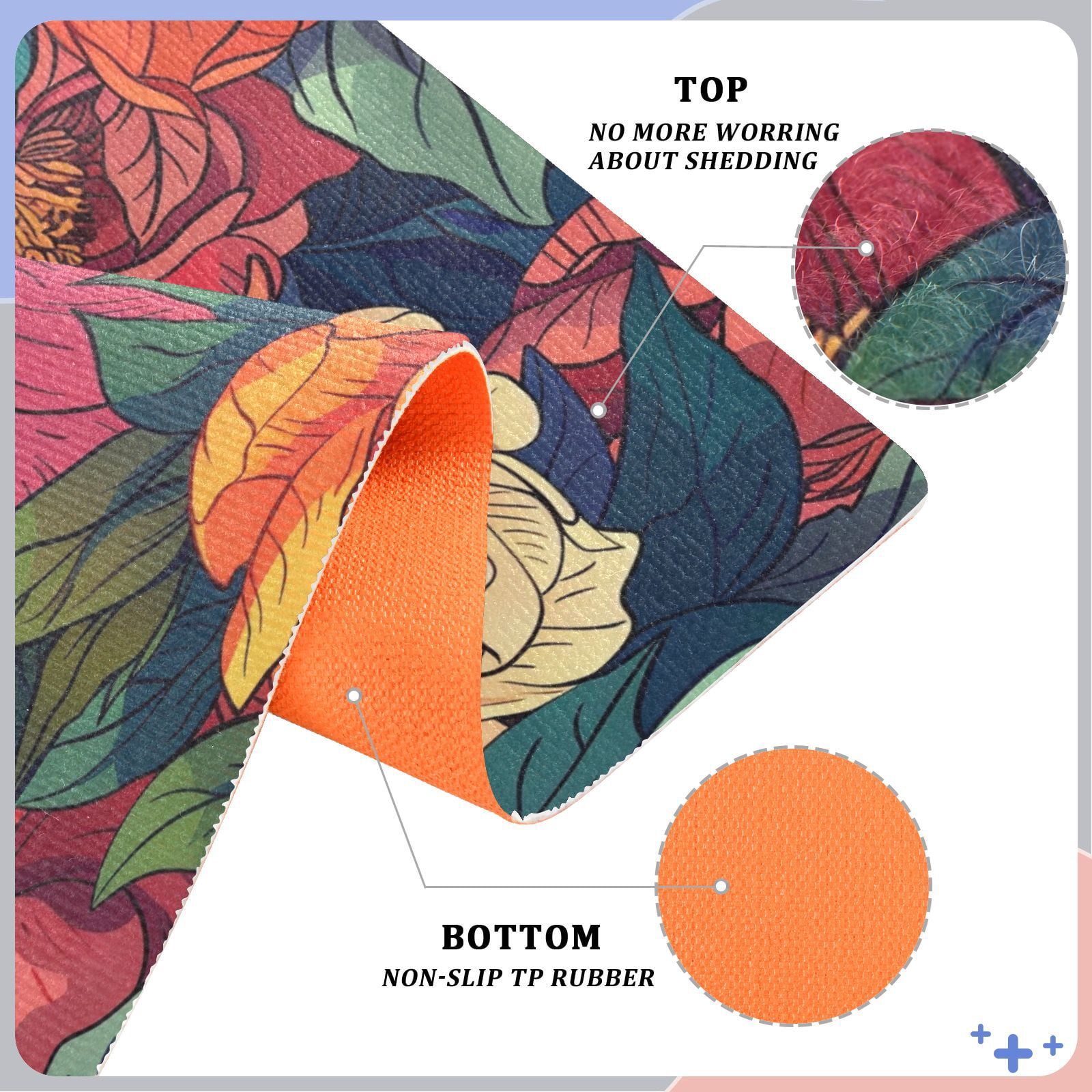 JSTEL Colorful Peony Floral Front Door Mat Outside Entrance 32x20 Inch Doormat for Outdoor Indoor Washable Non Slip Floor Mats
