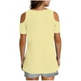 thumbnail image 5 of Mittory Womens Cold Shoulder V Neck T Shirts Casual Loose Basic Summer Tees Blouse, 5 of 7