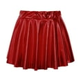 thumbnail image 2 of Xnihocha Ballet Dance Skater Skirt for Kids Girls Glossy Metallic High Waist Skorts Latin Jazz Dance Skirt Red S, 2 of 7