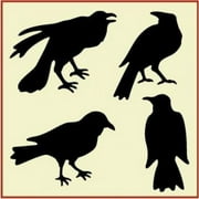 Crow Flock 1 Stencil - 4 Images Primitive Bird Stencil Raven Template Reusable Laser Cut Mylar Template for Painting Home Decor DIY Crafts - The Artful Stencil