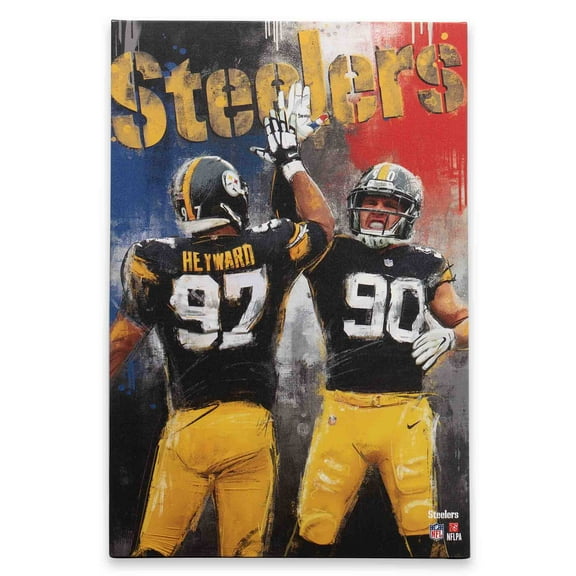 NFL Pittsburgh Steelers Cameron Heyward & T.J. Watt Painterly Graffiti Canvas Wall Decor for Man Cave, Office, or Game Room