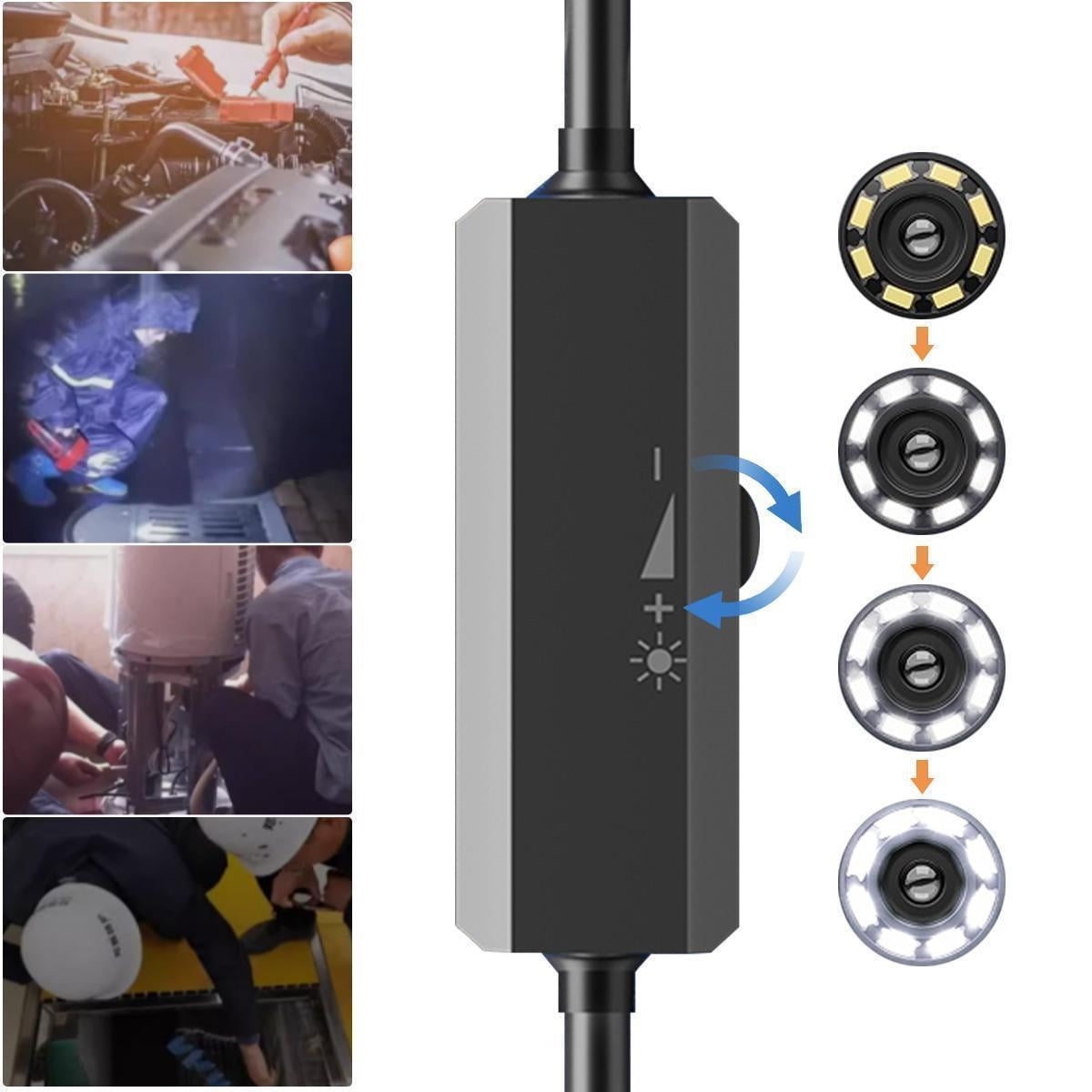 LigoWave 8 LED Lights with Adjustable Brightness Waterproof ,Endoscope Inspection Camera for iOS iPhone,1M,Black