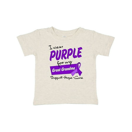 

Inktastic I Wear Purple for my Great Grandma-Support Hope Cure Gift Baby Boy or Baby Girl T-Shirt