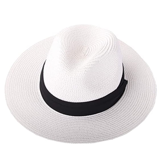 DOPI Stylish Hats Womens Fashion Solid Color Wide Panama Hat Foldable Beach Sun Hat