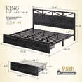 thumbnail image 7 of Enhomee King Bed Frame with Storage King Size Bed Frame with Headboard & 2 Drawers & Charge Station Beds with LED Lights Black, 7 of 7