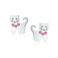 thumbnail image 2 of Bling Jewelry Womens Tiny Pink Crystal Accent Kitten Cat Stud Earrings .925 Sterling Silver, 2 of 5