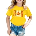thumbnail image 4 of PMVFHDE T-Shirt à Manches Courtes pour Filles, Col Rond, Coupe Décontractée, Basique, Jaune, 3-4 Ans, 4 of 4