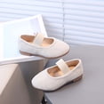 thumbnail image 6 of Kids Flock Mary Jane Flats for Girls Soft Sole Kids Shoes Non-Slip Elastic Strap Casual Dress Shoes Beige,Size 6, 6 of 8