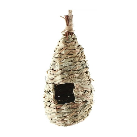 Gymnture 3Pc Straw Woven Bird House Hanging Resting Place for Outdoor Decoration