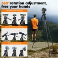 thumbnail image 6 of BEBANG 67" Camera Tripod,  Portable and Flexible Tripod with Clip and Adapter, Porfessional Aluminum Tripod Stand for Mirrorless, DSLR, Phone, Camcorder, Spotting Scopes, Binoculars, Telescope, 6 of 13