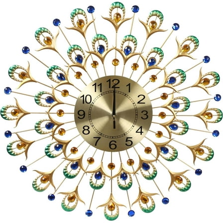 Large Wall Clock, 23.62 inch Battery Powered Gold Round Wall Clock, Silent Modern Wall Mounted Round Home Decoration Clock for Bedroom Living Room Office Hallway Home