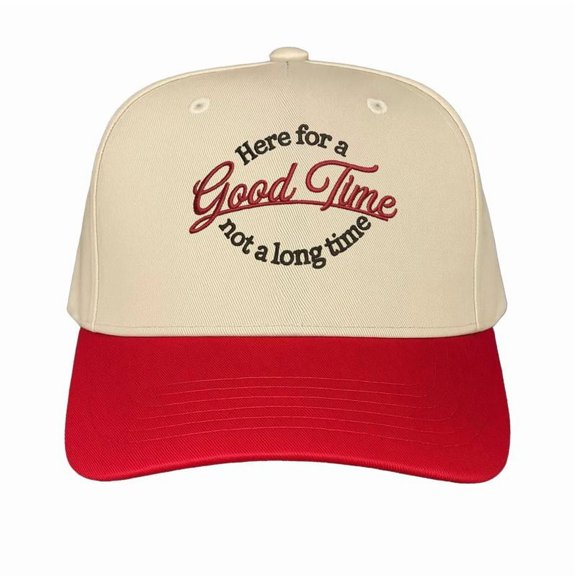 Here for a Good Time Not A Long Time Embroidered Hat, Cute & Sassy Snapback Trucker Cap for Women, Adjustable Fit with Bold Statement, Great for Country Girls, Summer Vibes, or Fun-Loving Moments