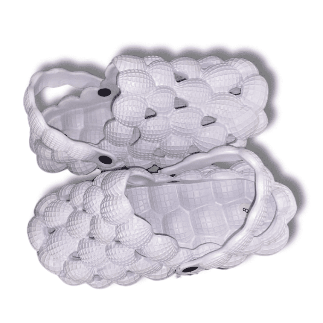 2025 Slip-On White, Size 5 Bubble Slides with Strap, Trendy Bubble Shoes with Ankle Strap, Bubble Slippers with Back Strap