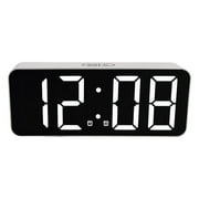 Portable Desktop Clock LED Digital Clock Mirrored 12/24H Display Calendar Black Mirrored