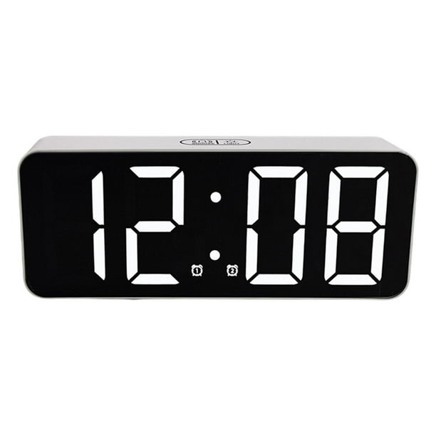 Reloj despertador digital LED de escritorio con batería para sala de estar Negro reflejado