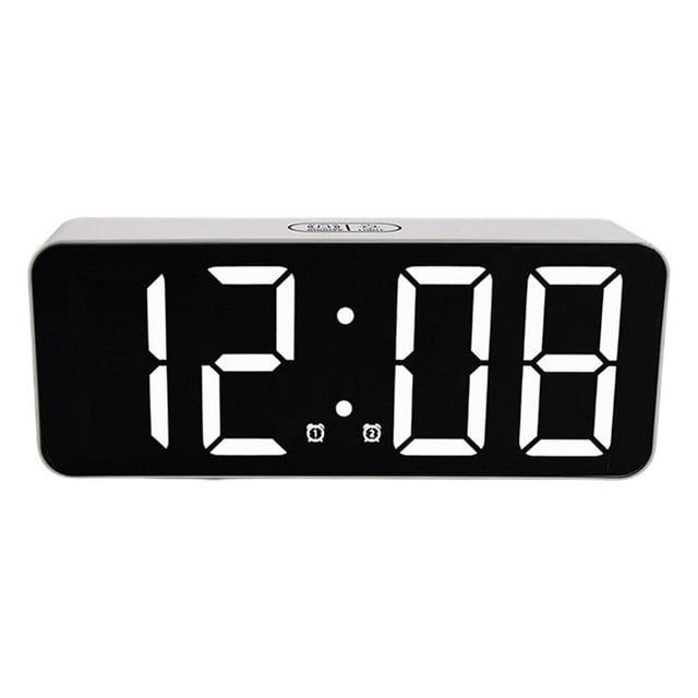 Reloj despertador de escritorio LED digital con pantalla grande y función de repetición para uso al lado Negro reflejado