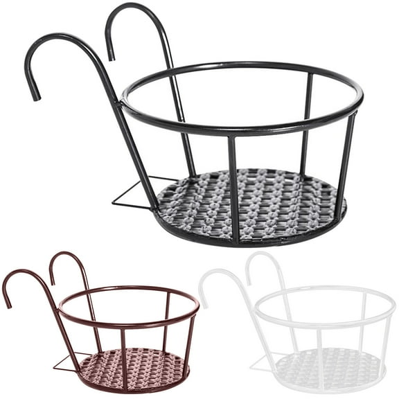 Dream Lifestyle Metal Hanging Railing Planters,Round Hanging Fence Planter Flower Pot Holder Basket,Iron Art Rack Fence Shelf Container for Balcony,Garden,Outdoor,Home Decor