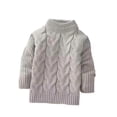 thumbnail image 5 of Fesfesfes Kids Unisex Cable Knit Sweater Mock Neck Long Sleeve Pullover Top, Solid Color Winter Warm Outfit for Boys Girls Ages 1-10 Years, 5 of 6