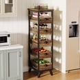thumbnail image 5 of Tribesigns Wood Fruit and Vegetable Storage Rack Set of 2, 5-Tier Narrow Snack Stand Fruit Basket Kitchen Stand, Rustic Brown and Black, 5 of 7