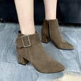 thumbnail image 4 of Dasayo Ankle Women's Boots Chelsea Gray Pointed Toe Low Heel Buckle Western Side Zip Boots Woman Shoes 41, 4 of 5