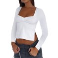 thumbnail image 2 of Camiseta De Verano Camiseta corta sin mangas para mujer Top con corpiño plisado con abertura lateral Ropa diaria (Blanco S) Cgtredaw Para estrenar, 2 of 9