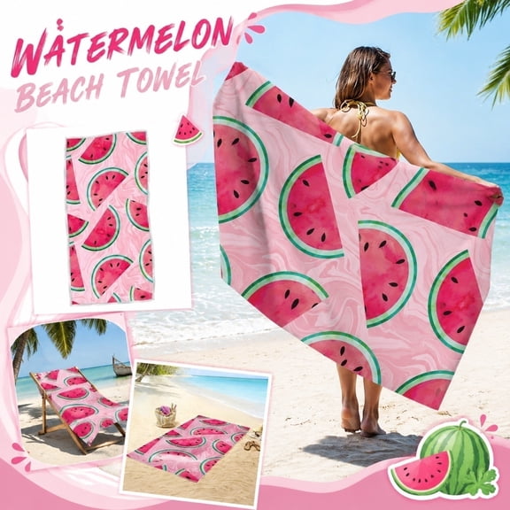 Watermelon Beach Towels Oversized 60x30 Inch Striped Large Quick Dry Sand Free Microfiber Travel Towel Absorbent Lightweight for Adults Men Women Swimming Pool Camping