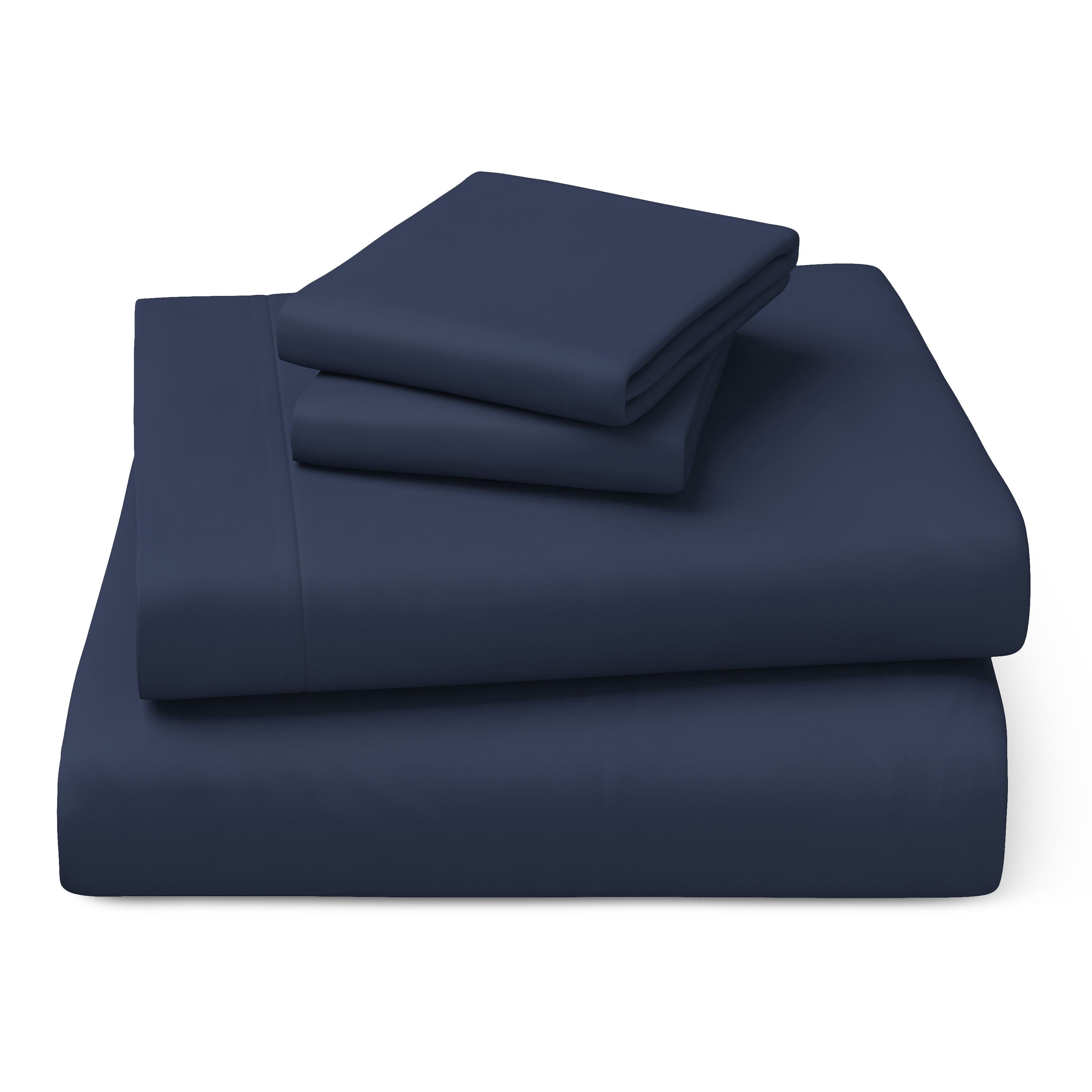 Mainstays Kids Microfiber Bed Sheet Set, Queen, Dark Blue, 4 Pieces