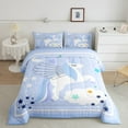 thumbnail image 2 of Erosebridal Blue Unicorn Bedding King Comforter Set,Cartoon Stars Comforter Sets King Size,Magical Horse Bedding Sets King With Comforter,Ultra Soft Teenager Bedroom Decor,Reversible,3 Pieces, 2 of 8