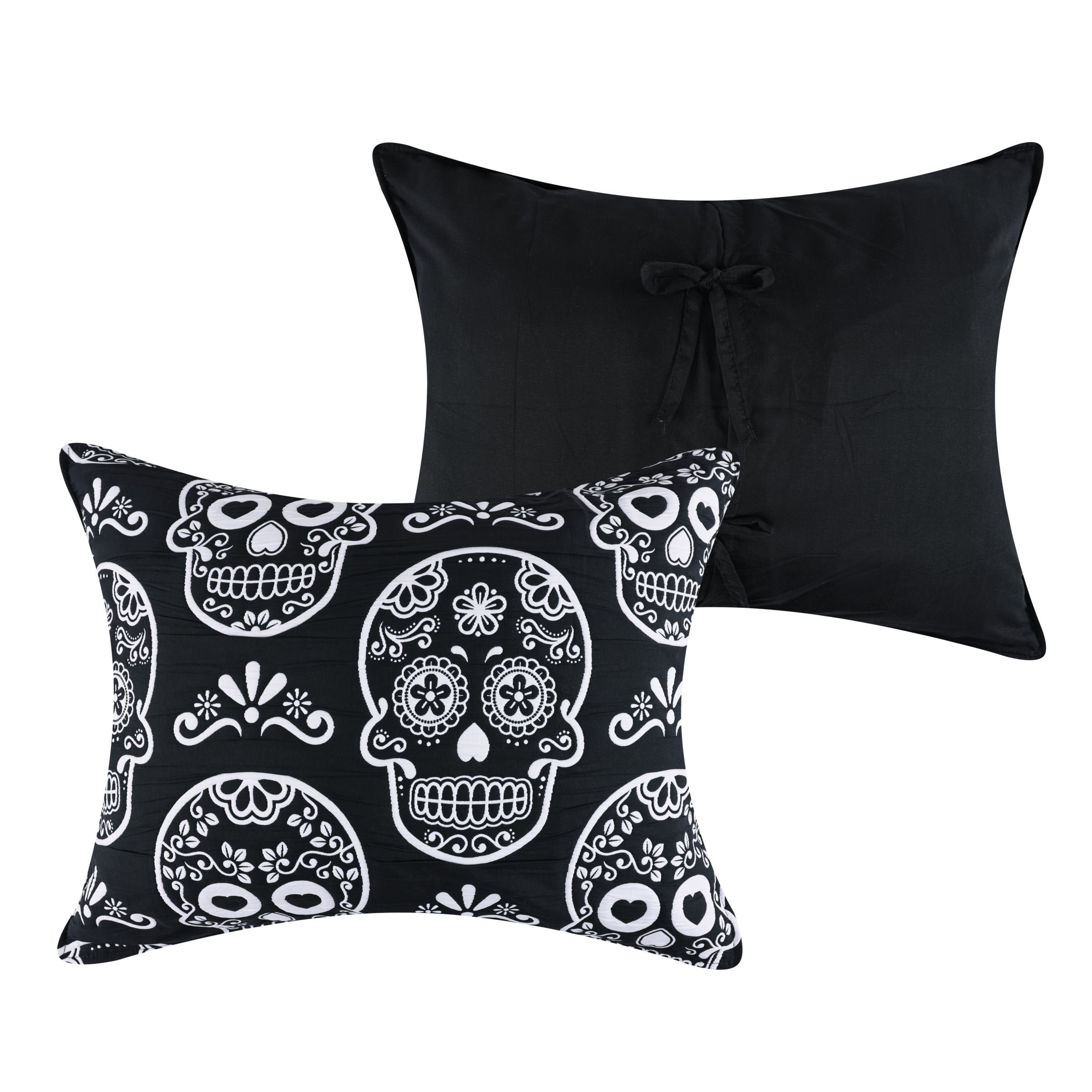 Greenland Home Fashions Sugar Skull Black and White Halloween Pillow Sham, Standard, for Teens and Adults