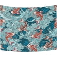 thumbnail image 2 of Ukiyoe Fishes Tapestry Wall Hanging Tapestries Happy Colorful Hippie Psychedelic Art Polyester Carpet Wall Decorative for Living Room Bedroom 60x51inch, 2 of 7