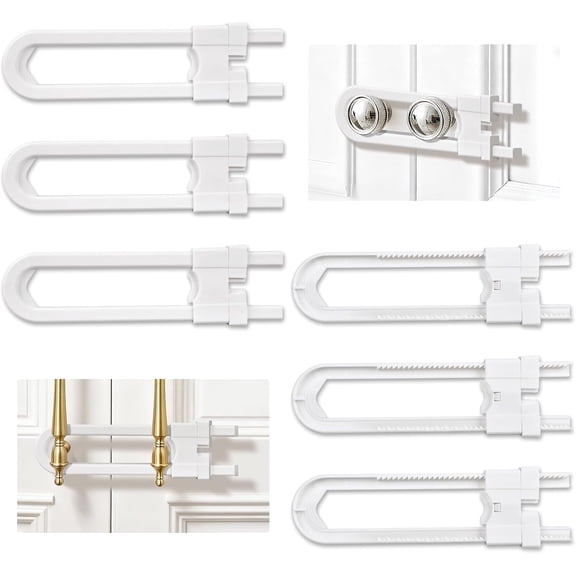 KOLAKO Sliding Cabinet Locks, 6 Pack Baby Proofing Child Locks for Cupboards and Drawers, Adjustable Child Proof Safety Locks Non Drill, White