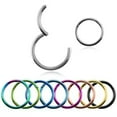 thumbnail image 5 of K-KED Surgical Steel Hinge Segment Nose Ring Septum Clicker Ear Helix Tragus Ring Hoop-Blue-1.2x8mm, 5 of 9