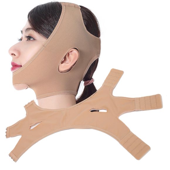 Fosa Ceintures Amincissantes pour le Visage, Bandages Amincissants Respirants en Forme de V pour le Visage, Raffermir la Ceinture Anti-Rides Liftante (Couleur Peau)