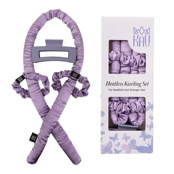 Satin Heatless Curling Rod Set, Plush Purple Hair Rollers for Curls, Premium Satin for Voluminous Curls, Overnight Curls to Sleep in Heatless Curling Rod Headband Hair Wrap Set All Hair Types