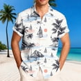 thumbnail image 3 of LODIENY Men's Short Sleeve Button Down Casual Hawaiian Shirts Summer Beach Holiday Tropical Palm Tree Sunset Printed Big and Tall Regular Fit Tops Trendy Graphic Tees Shirt White XXL, 3 of 7