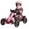 thumbnail image 3 of 12V Electric Go Kart for Kids Ages 3-6, Foldable Power Ride-On Pedal Toy with Adjustable Seat, Music & Flashing LED Lights, Pink, 3 of 8