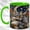 Green, variant on Gray Fox Coffee Mug, Moon Forest Mug, Ceramic 11 oz