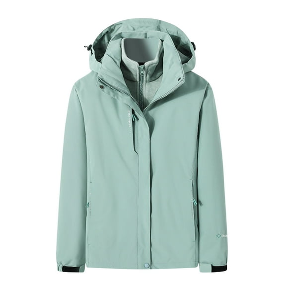 Lcziwo Women's Waterproof Jacket Solid Color Casual Trench Coats Outdoor Hiking Travel Climbing Mountaineering Suit Pockets Softshell 2025 Raincoats Mint Green,L