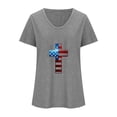 thumbnail image 3 of Camisetas Casuales de las Mujeres Gradiente Día de la Independencia Impreso Cuello Redondo, Blusa de Manga Corta para Diario, Fiesta Y Primavera Verano, 3 of 3