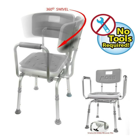 Mobb Shower Chair Bath Bench Swivel Padded Seat Adjustable Bath Seat