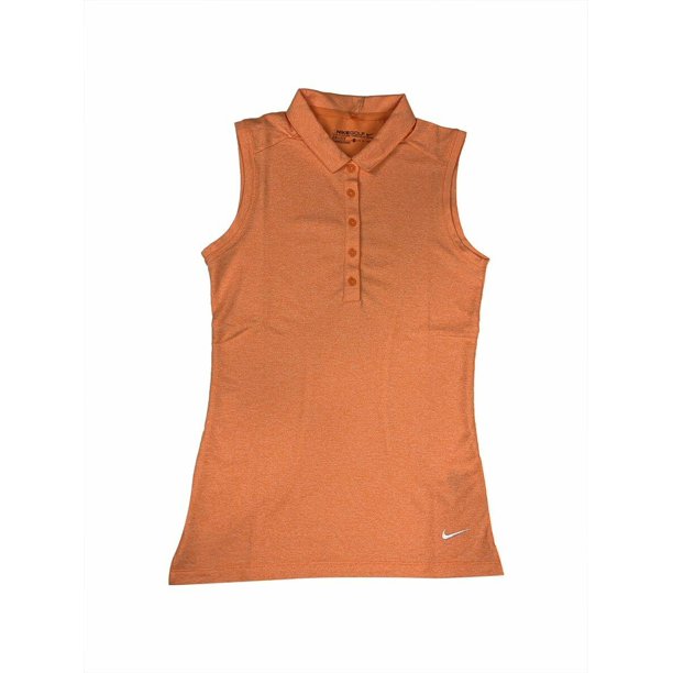 Nike Nike Golf Womens DriFit Icon Sleeveless Polo Shirt Orange New