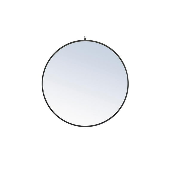 Metal frame Round Mirror with decorative hook 36 inch Black finish