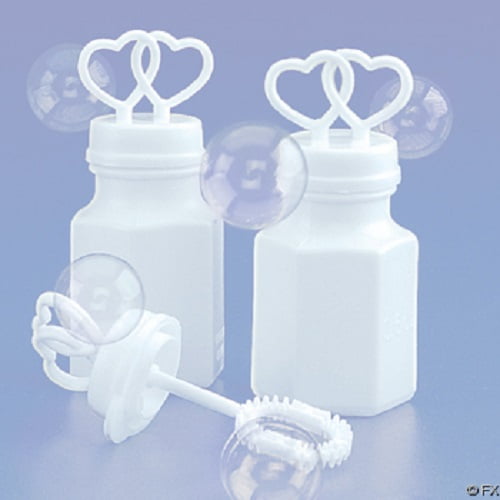 72 DOUBLE HEART WEDDING BUBBLES White Bridal Party Favor Free Shipping 