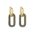 thumbnail image 1 of Pendientes de mujer Qarigey rectangulares de diamantes de imitación Cobre Cristal azul dorado, 1 of 6