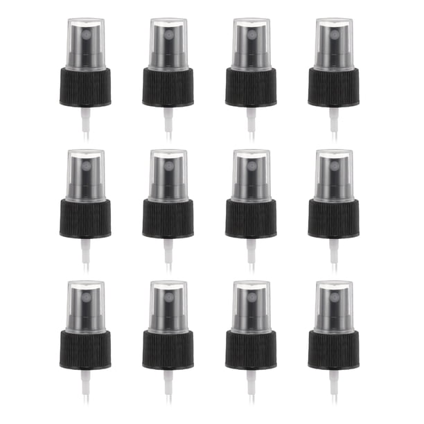 12 Piezas de Spray Negro, 24/410 Pulverizador de Neblina Fina Reutilizable, Bomba de Botella de Spray de Repuesto con Tapa de Plástico a Rayas