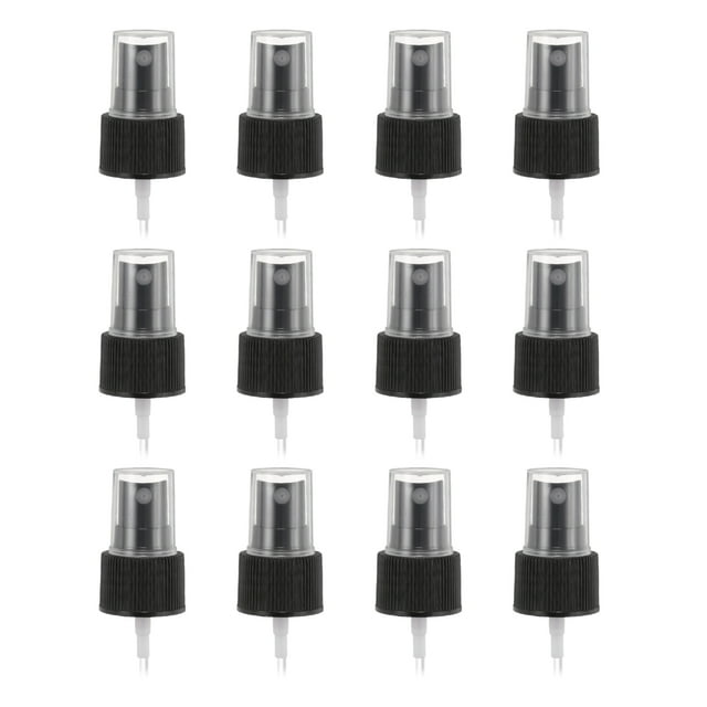 12 Piezas de Spray Negro, 24/410 Pulverizador de Neblina Fina Reutilizable, Bomba de Botella de Spray de Repuesto con Tapa de Plástico a Rayas