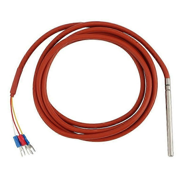 Newpt100 RTD Temperature Sensor 6Mmx80mm Class B 2M Silicone Gel Coated Wire Platinum Resistance Pt 100 Stainless Steel